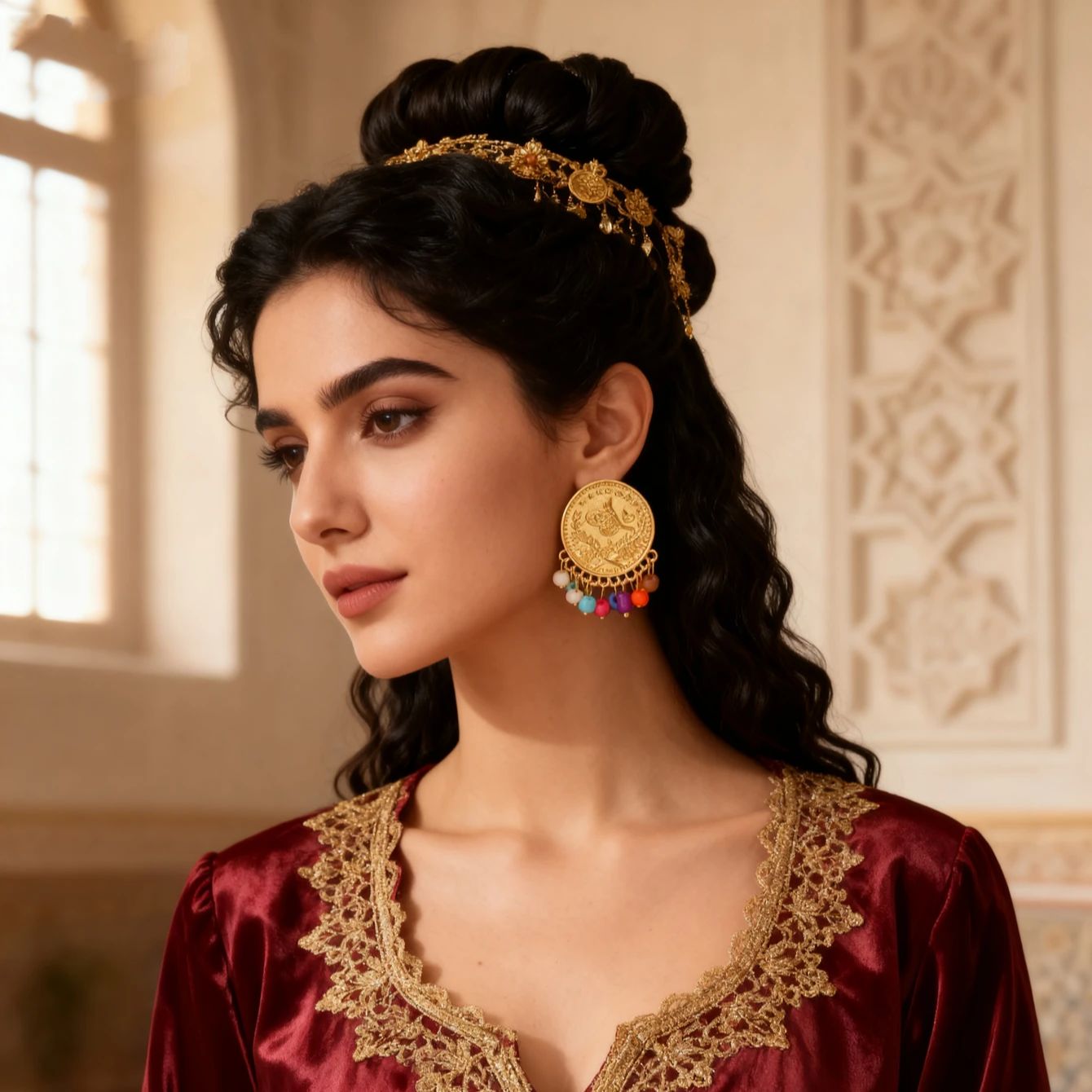 Ethnic Fashion Co In - Турецкие серьги-монеты, позолоченные куридовые свадебные серьги-капли,