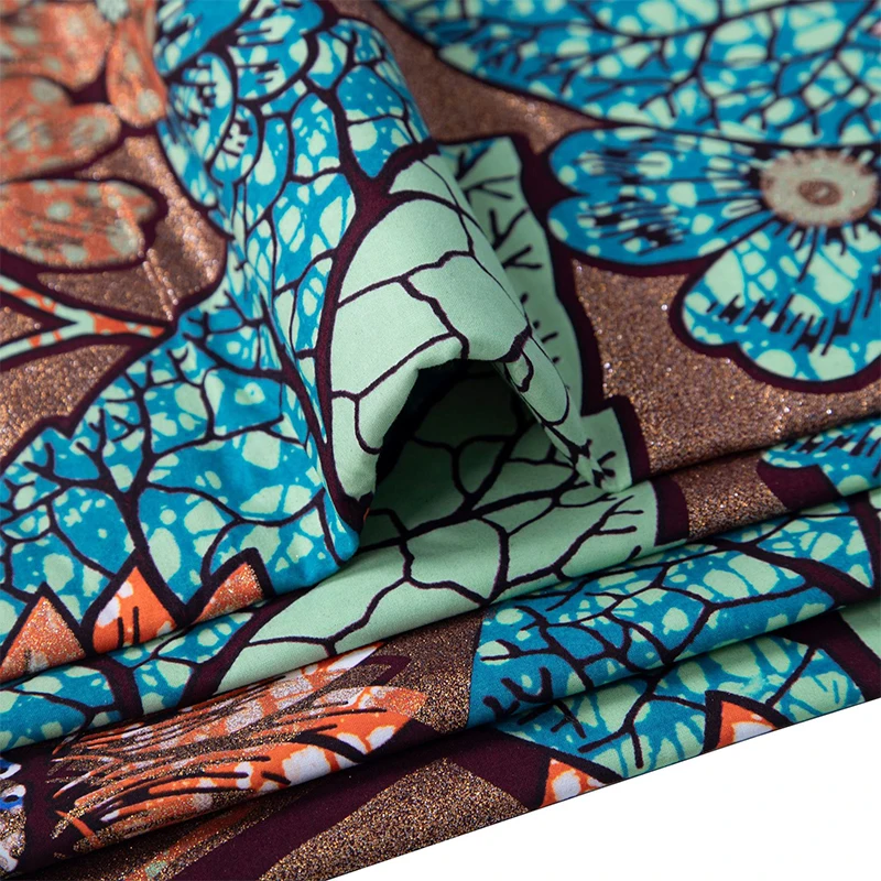 African Ankara Print - Хлопковая африканская ткань Анкара с золотым