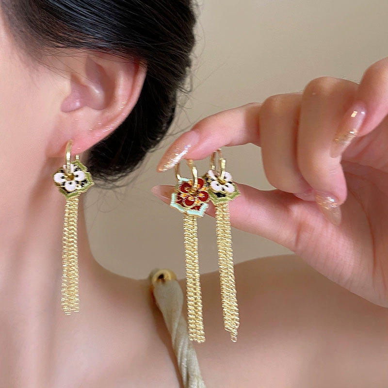 Ethnic Fashion Way - Этнические китайские цветные эмалированные серьги с