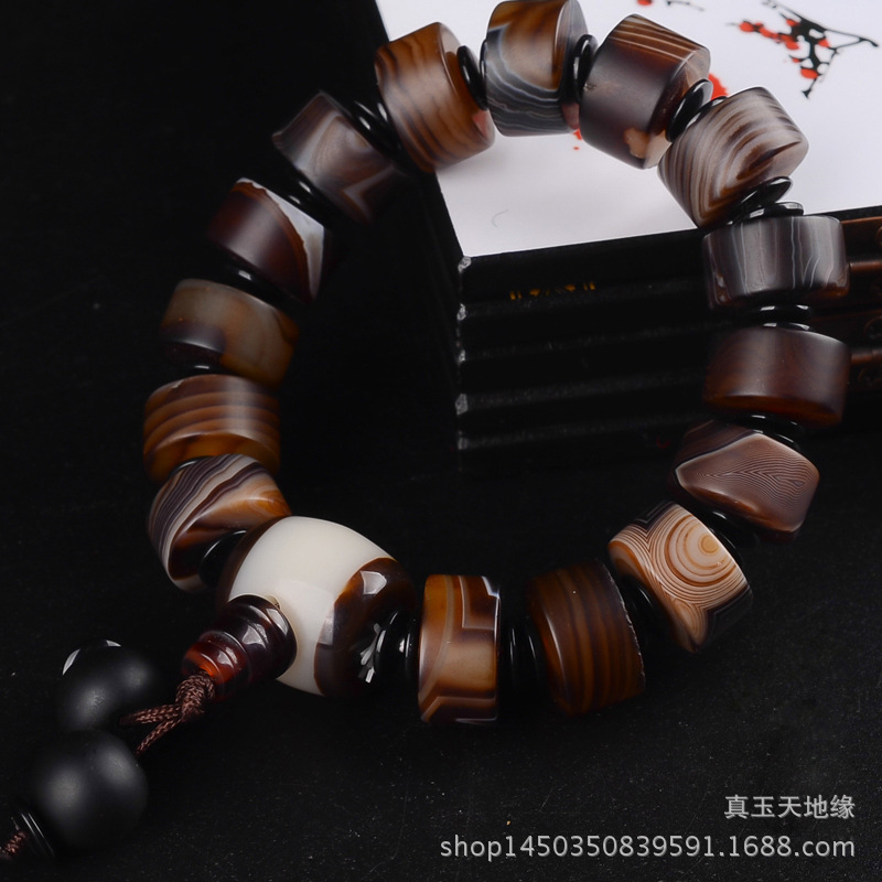 Ethnic Fashion Way - Модный шелковый браслет Agate для мужчин